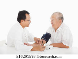 doktor, messender blutdruck, von, männlich, patient