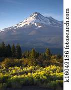 Dramatic Sunrise Light Hits Mount Shasta