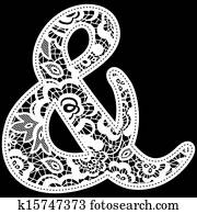 encaje, boda, signo &, applique