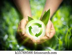 energia renovável, em, a, mãos
