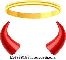 engel, heiligenschein, und, devil's, h?rner engel, heiligenschein, und, devil's, h?rner