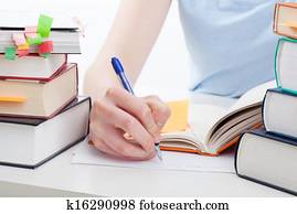 estudante, fazendo, a, notas