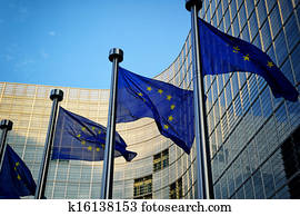 EU flags in front of European Commission