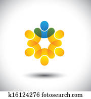 extracto, iconos, de, gente, y, líder, en, círculo, -, liderazgo, concept., esto, vector, gráfico, también, representa, concepto, de, compañía, empleados, y, director, supervisor, y, personal, comunidad, miembros, y, líder, etc