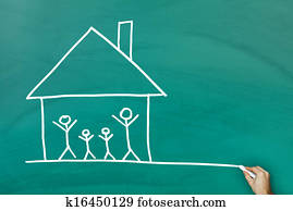 família, casa, conceito