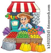 Clip Art of Vintage Farmers Market Signs k12981478 - Search Clipart ...