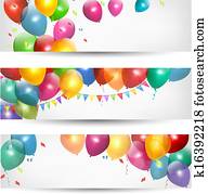 feiertag, banner, mit, buntes, balloons., vector. feiertag, banner, mit, buntes, balloons., vector.
