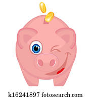 feliz, cofre, com, moedas