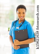 female african american medical professional in office
