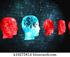 Finance concept: Head Whis Money on digital background