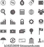 Finance icons on white background
