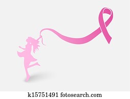 fita consciência câncer peito, com, mulher, forma, EPS10, file.