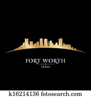 Fort Worth Texas city skyline silhouette black background Fort Worth Texas city skyline silhouette black background