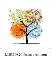 Four seasons - spring, summer, autumn, winter. Art tree beautiful for your design Four seasons - spring, summer, autumn, winter. Art tree beautiful for your design