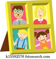 frame with american family portrait