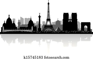 frança paris, horizonte cidade, silueta