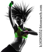 frau, trainieren, gesundheit, zumba, tanzen, silhouette frau, trainieren, gesundheit, zumba, tanzen, silhouette