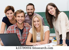 Friendly smiling group of students Friendly smiling group of students