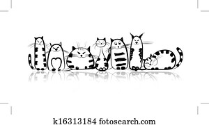 Funny cats family for your design Funny cats family for your design