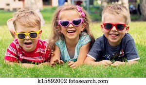 Funny picture of three playing kids