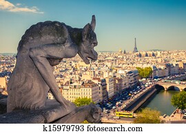Gargoyle on Notre Dame Cathedral Gargoyle on Notre Dame Cathedral
