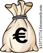 geldtasche, mit, eurozeichen