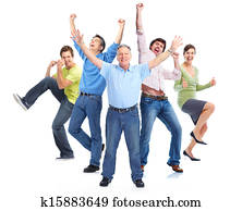 goup, od, szczęśliwy, ludzie