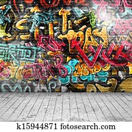 graffiti, auf, wand graffiti, auf, wand