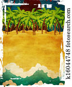 Grunge volcano island Grunge volcano island