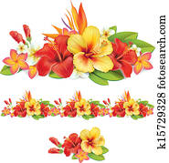 guirlanda, de, de, flores tropicais