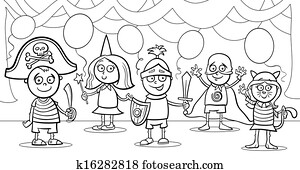 gyerekek, -ban, elképzel, labda, színezés, oldal