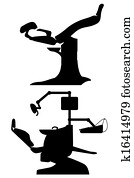 gynecological and dental chair black illustration