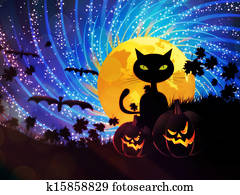 Halloween party background with cat Halloween party background with cat