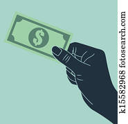 hand giving money