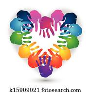 Hands heart shape logo vector