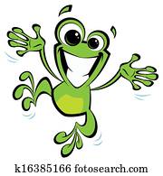 Happy cartoon smiling frog jumping excited Happy cartoon smiling frog jumping excited