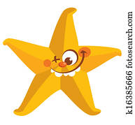Happy crazy yellow face starfish tooth smiling Happy crazy yellow face starfish tooth smiling