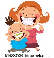 Happy mom and son with braces Happy mom and son with braces