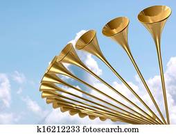 Heavenly Medieval Trumpet Circle And Sky Heavenly Medieval Trumpet Circle And Sky