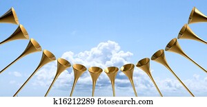 Heavenly Medieval Trumpet Circle And Sky Heavenly Medieval Trumpet Circle And Sky