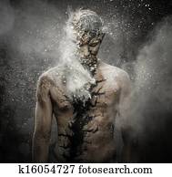 homem, com, conceitual, espiritual, arte corpo