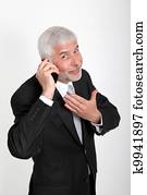 homme affaires, parler téléphone portable