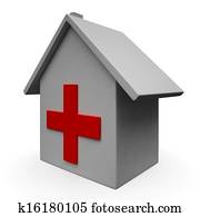 Hospital Icon Shows Emergency Medical Clinic Hospital Icon Shows Emergency Medical Clinic