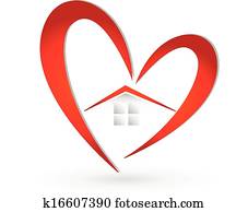 House and heart logo vector