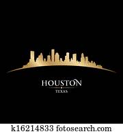 Houston Texas city skyline silhouette black background Houston Texas city skyline silhouette black background