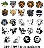 Illustrated set of wild animals and Illustrated set of wild animals and