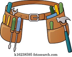 ilustração acionária, de, cinto ferramenta