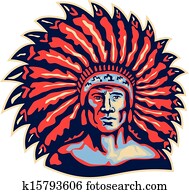 indianische, indisches oberhaupt, krieger, früher