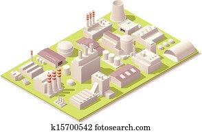 Isometric factory buildings Isometric factory buildings