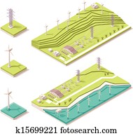 Isometric wind farm Isometric wind farm